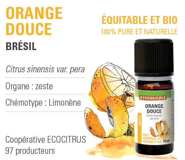 Huile essentielle d'orange douce - 100% pure et naturelle - équitable & bio